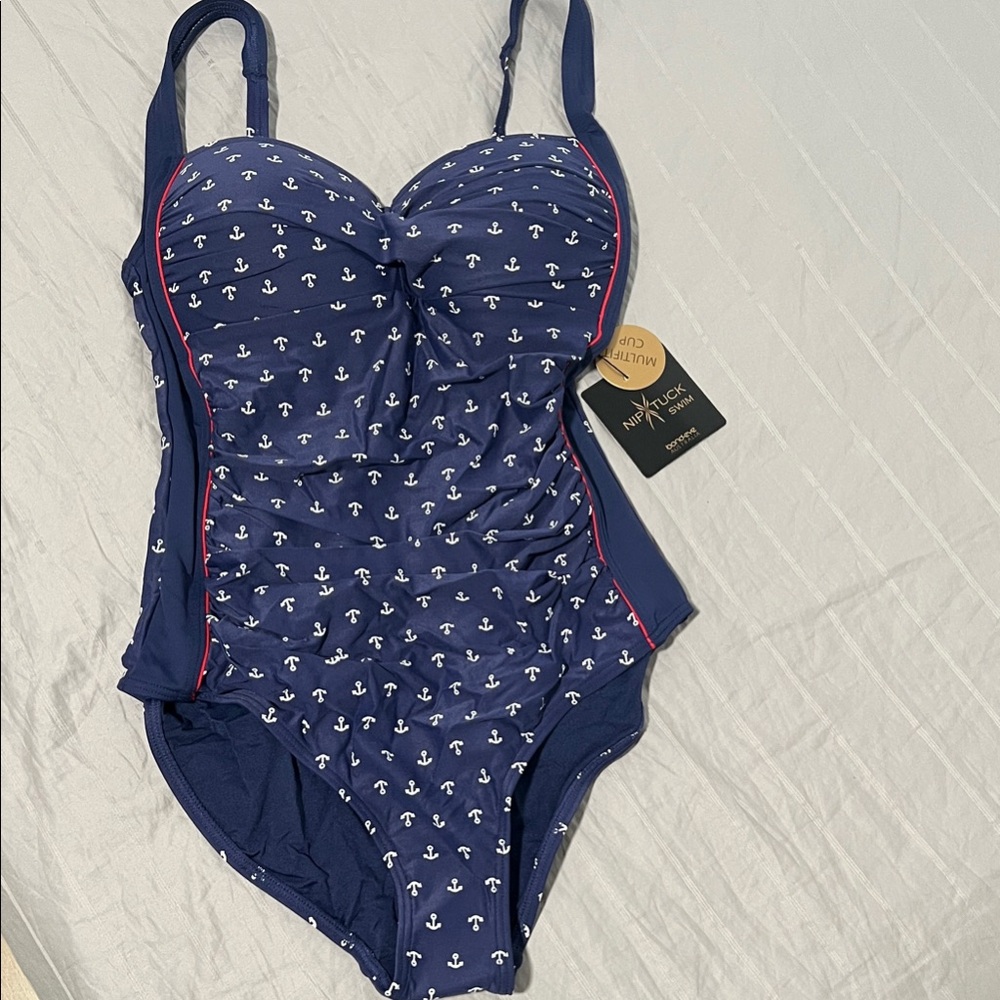 Women's Blue Anchor One Piece Swimsuit NWT